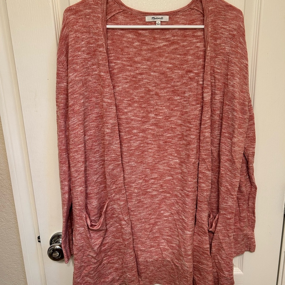 Madewell Marled Red Cardigan Sweater